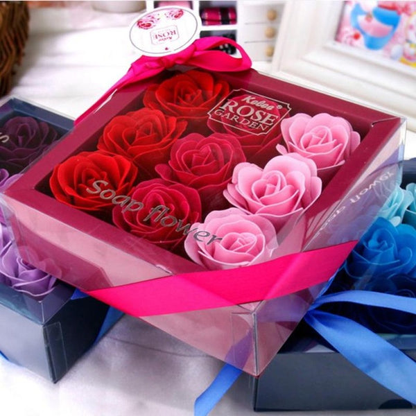 9Pcs Colorful Rose Flower Scented Soap